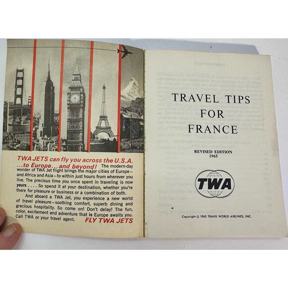 TWA 1960s Travel Tips France Fly TWA Jets Pocket Travel Guide 1963 - Picture 2 of 4